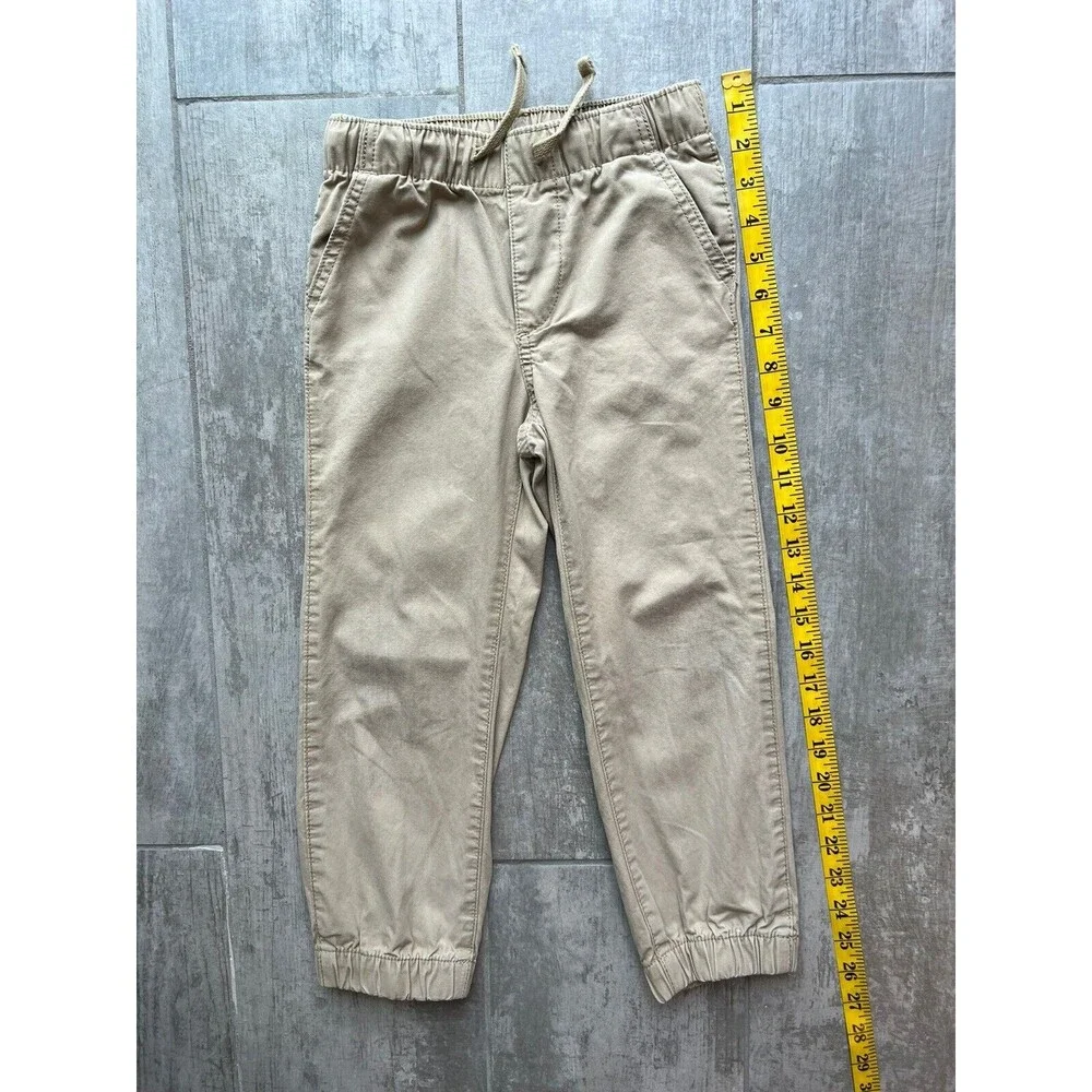 Baby Gap Basic Khaki Tan Beige Jogger Elastic Waist Casual Everyday Pant Chino 5
